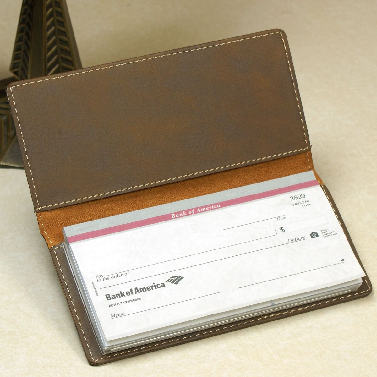 RNK Shops Personalized Interlocking Monogram Leatherette Checkbook Holder -  Single Sided