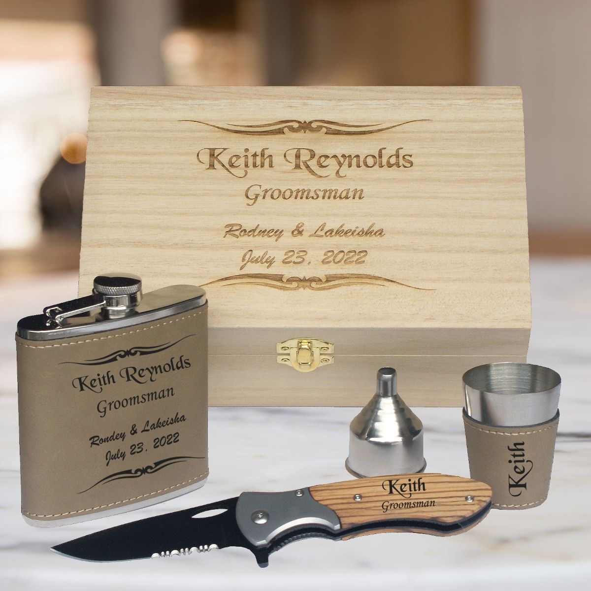 Groomsmen Tumbler Knife Gift Set of 7 Personalized Groomsman Gift
