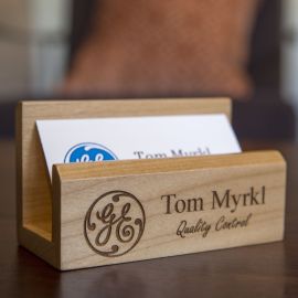 Solid Maple Desktop Business Card Holder