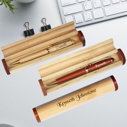 Luxury Wooden Ballpoint Pen Gift Set with Business Pen Case Display, Nice Writing Pen with Box and Gel Ink Refills